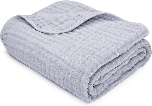 Comfy Cubs Muslin Baby Blanket - Soft, Lightweight, 6-Layer Cotton Swaddle Blankets for Newborns, Infants & Toddlers - 40" x 40" Large, Breathable & Versatile for Sleeping & Tummy Time - Heather