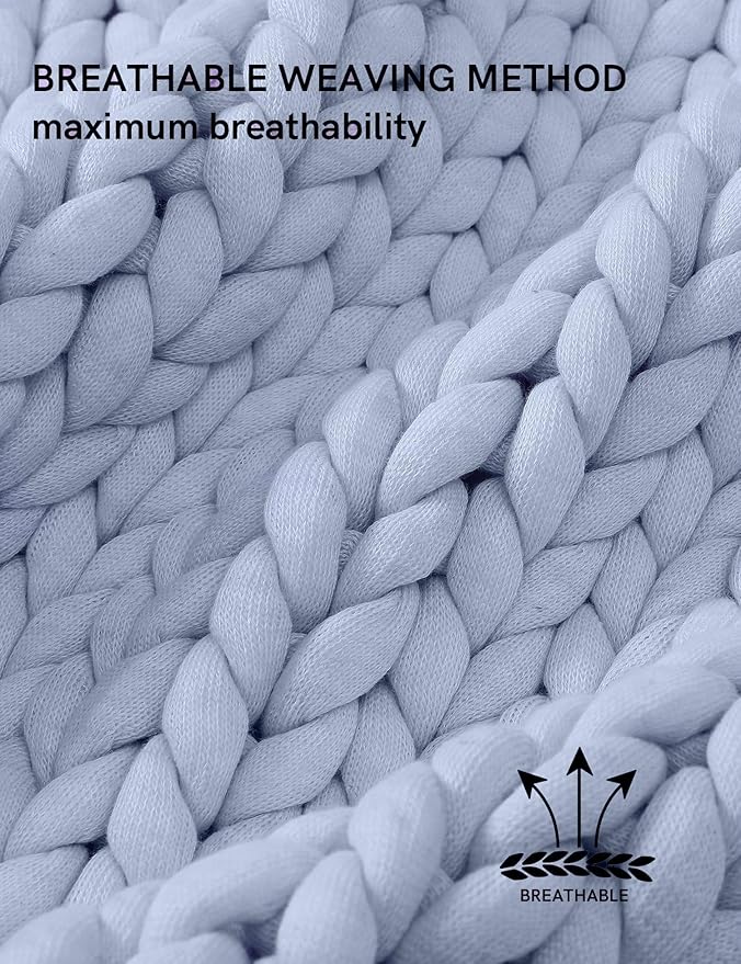 YnM Chunky Throw Blanket, Medium-Weight, Hand Knitted, Skin Friendly, Ventilated and Breathable, Machine Washable, Home Décor Piece for Couch, Sofa and Bed (Atlantis Blue, 40x50 Inch)