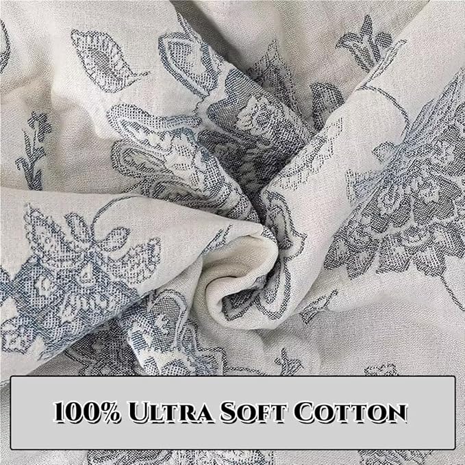 Muslin Throw Blankets for Bed,100% Cotton Softy Cozy Boho Quilt Throw for Bed,Living, Reversible Lightweight Fall Throw Blankets for Bedroom,Sofa, Couch,Chair 60"x80"