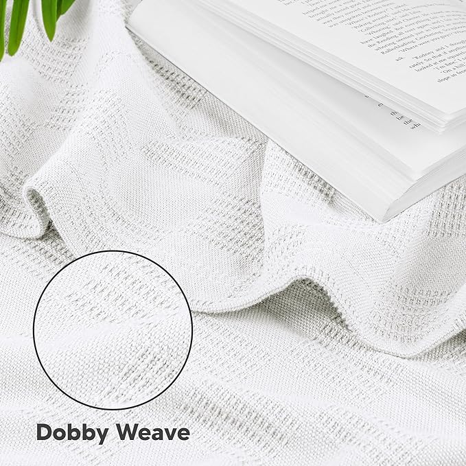 Utopia Bedding White 100% Cotton Blanket [Queen Size - 90x90 Inch] 350GSM Lightweight, Soft and Breathable Thermal Blanket for All Seasons