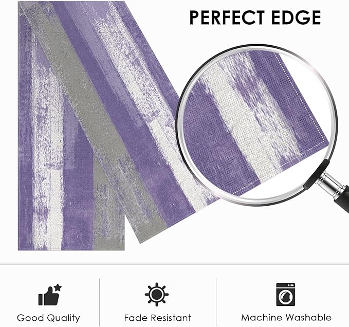 Emvency Farmhouse Table Runner, Vintage Purple Grey Abstract Art Painting for Kitchen Coffee Table Family Dinners Holiday Parties Wedding Events Decor(13x72 inch)