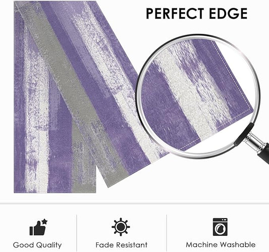 Emvency Farmhouse Table Runner, Vintage Purple Grey Abstract Art Painting for Kitchen Coffee Table Family Dinners Holiday Parties Wedding Events Decor(13x72 inch)