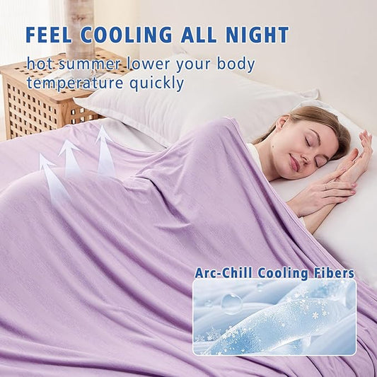 EMME Cooling Bed Blanket, King Summer Blanket for Hot Sleepers, Thin Lightweight Breathable Throw Blanket for Couch, Keep Body Cool, Double Sided Purple Cold Blankets