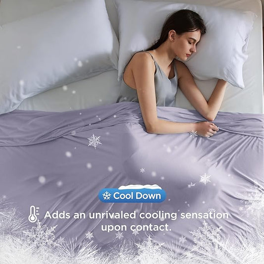 Bedsure Purple Cooling Blanket for Hot Sleepers - Summer Cold Throw Blanket for Bed, Arc-Chill Lightweight Summer Bedding, Cool Thin Ice Cold Cooled Throws with Rayon Derived from Bamboo, 50x70