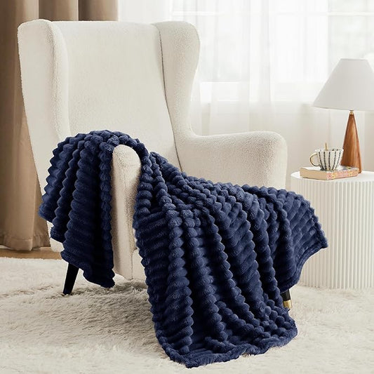 Bedsure Blue Fleece Blanket for Couch - GentleSoft Cozy Soft Blankets for Women, Cute Small Throws for Girls, 50x70 Inches