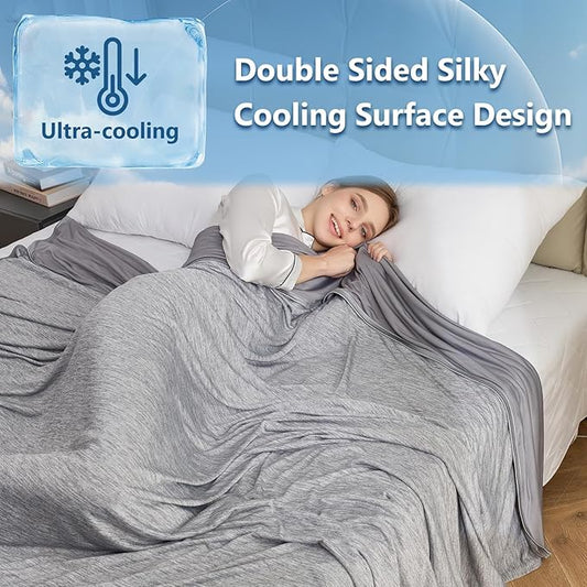 CHOSHOME Cooling Blanket King, Double Sided Cooling Blankets for Hot Sleepers, Arc-Chill Q-Max>0.5 Cold Blanket, Lightweight Breathable Summer Blankets for Couch, Bed, Sofa, Camping, 90" x 108", Grey