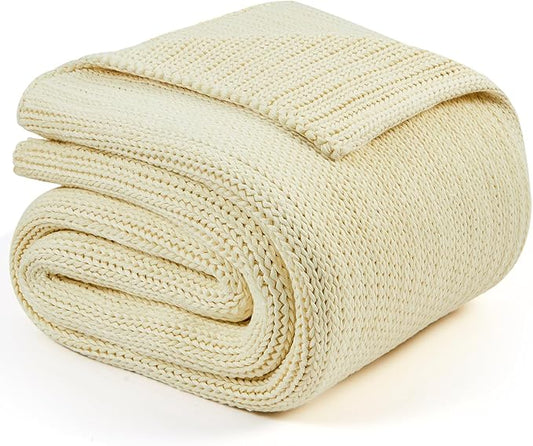 L'AGRATY Knitted Weighted Blanket - 48"x72" 15lbs Cooling Chunky Knit Heavy Blanket for Adults Braided Crochet Throw Thick Cable Yarn Knit Decorative No Beads Evenly Weighted Machine Washable