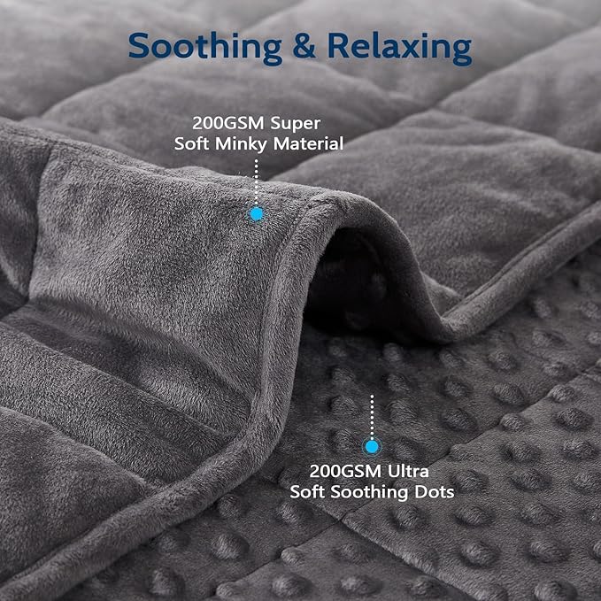 L'AGRATY Weighted Blanket for Adult - 48"x72" 20lbs Minky Dots Heavy Blanket with Glass Beads: Soft Breathable for All-Season Summer Fall Winter Thick Comfort for Sleeping