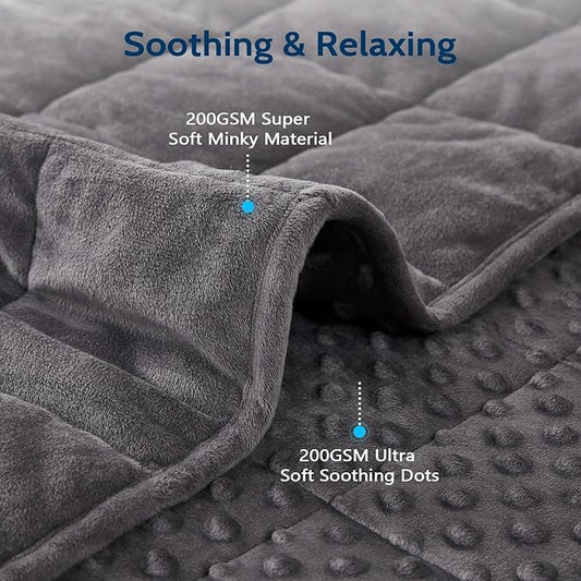 L'AGRATY Weighted Blanket for Adult - 48"x72" 20lbs Minky Dots Heavy Blanket with Glass Beads: Soft Breathable for All-Season Summer Fall Winter Thick Comfort for Sleeping