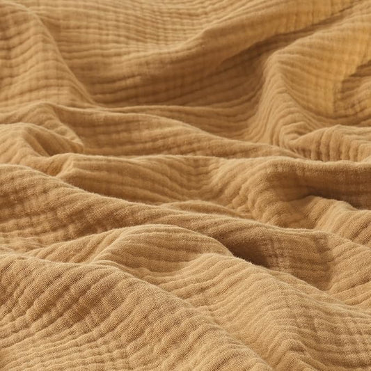 PHF 100% Cotton Muslin Blanket King Size 108" x 90", 4-Layer Lightweight and Breathable Blanket for Summer, Luxuriously Soft Gauze Bedding for Bed, Natural Minimalism Style, Ideal Gift, Honey Yellow