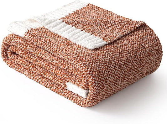 MIULEE Burnt Orange Super Soft Throw Blanket for Couch, Cozy Fluffy Warm Throws Knit Blankets for Sofa, Bed, Chair, Living Room, Camping, Picnic, 50 x 60 inch
