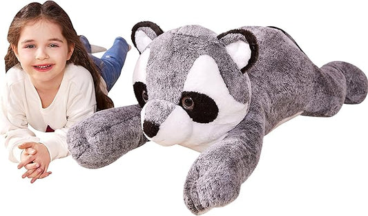 IKASA Giant Raccoon Stuffed Animal Plush Toy,Large Racoon 30" Cute Jumbo Soft Toys,Huge Big Size Plushy Fluffy Fat Oversized Plushie,Gifts for Kids