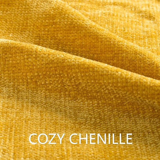 Chenille Throw Blanket for Couch 50"X 60", Soft Cozy Throws with Fringe Tassel for Bed Sofa Chair, Lightweight Knitted Decorative Farmhouse Boho Blankets for Gift, Yellow