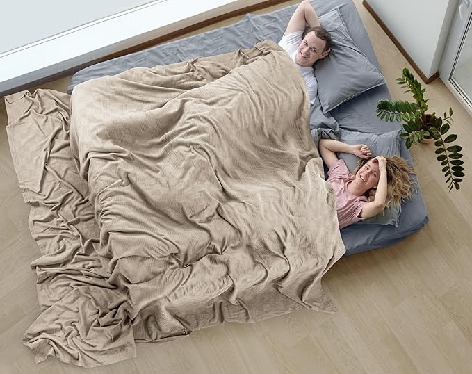 Utopia Bedding Khaki 100% Cotton Blanket [Big Size - 120x120 Inch] 350GSM Lightweight, Soft and Breathable Thermal Blanket for All Seasons