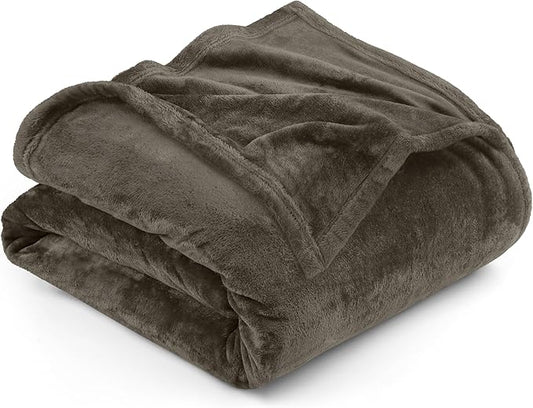 Utopia Bedding Fleece Blanket King Size Brown 300GSM Luxury Fuzzy Soft Anti-Static Microfiber Bed Blanket (90x102 Inch)