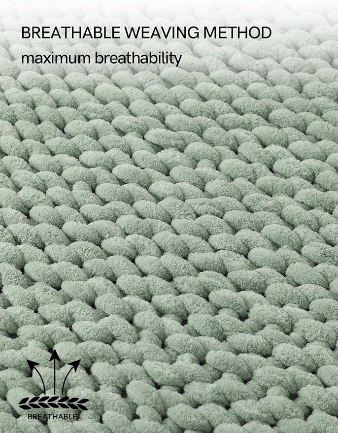 YnM Chunky Throw Blanket, Medium-Weight, Hand Knitted with Chenille Yarn, Skin Friendly, Ventilated and Breathable, Machine Washable, Home Décor Piece for Couch, Sofa and Bed (Sage Green, 60x80 Inch)