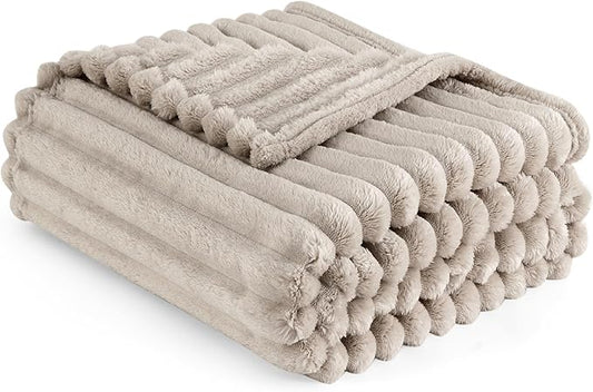 Bedsure Throw Blanket for Couch - GentleSoft Cozy Soft Blankets for Women, Cute Small Fleece Throws for Girls, Linen, 50x70 Inches