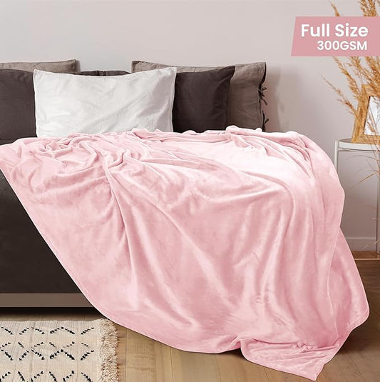 Utopia Bedding Fleece Blanket Full Size Pink 300GSM Luxury Fuzzy Soft Anti-Static Microfiber Bed Blanket (90x84 Inch)