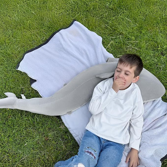 48" Giant Shark Stuffed Animal, Large Squishy Shark Plush Pillow, Long Life Size Ocean Plushies Toy Gifts for Kids Girls Boys
