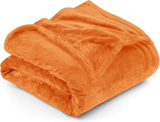 Utopia Bedding Fleece Blanket Full Size Burnt Orange 300GSM Luxury Fuzzy Soft Anti-Static Microfiber Bed Blanket (90x84 Inch)