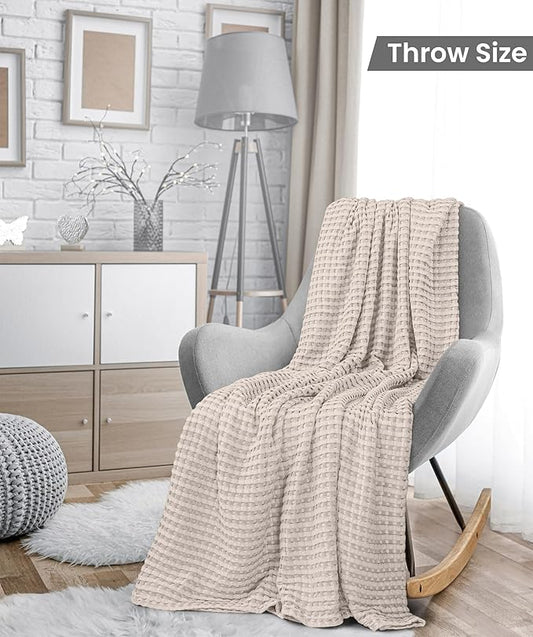Utopia Bedding Khaki 100% Cotton Waffle Blanket 300 GSM [Throw - 60x50 Inch] Soft Lightweight Breathable Bed Blanket for All Season