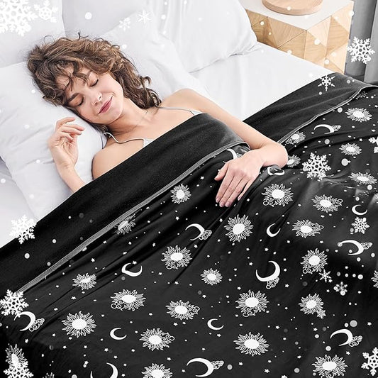 inhand Cooling Blanket Queen Size (90"x90") - Cooled Blankets for Hot Sleepers Lightweight Breathable Summer Blanket for Sleeping Night Sweats to Keep Cool in The Heat -Midnight Black