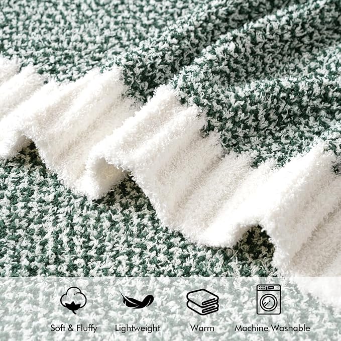 MIULEE Green Super Soft Throw Blanket for Couch, Cozy Fluffy Warm Throws Knit Blankets for Sofa, Bed, Chair, Living Room, Camping, Picnic, 50 x 60 inch