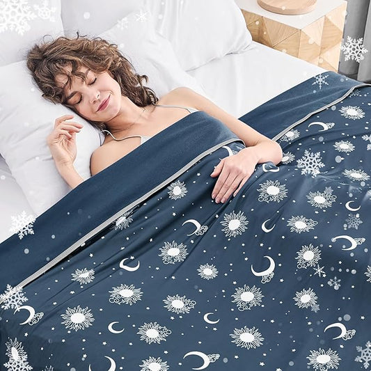 inhand Cooling Blanket Twin Size (60"x80") - Cooled Blankets for Hot Sleepers Lightweight Breathable Summer Blanket for Sleeping Night Sweats to Keep Cool in The Heat -Navy