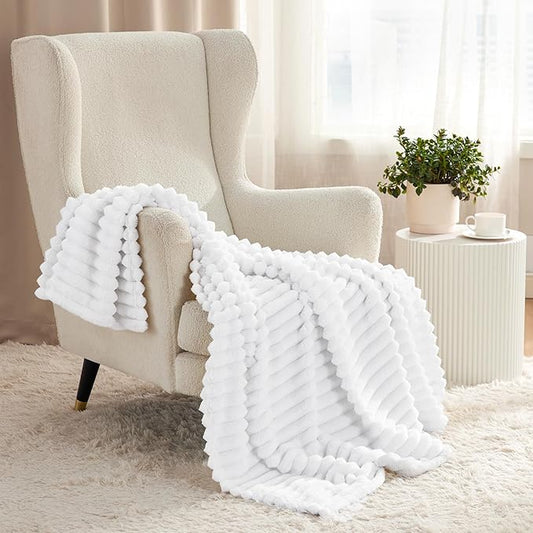 Bedsure White Twin XL Blanket for Bed - GentleSoft Cozy Soft Blankets for Women, Cute Small Fleece Throws for Girls, Birthday Gifts for Women, Mothers Day Decor Gifts for Mom, White, 66x90 Inches