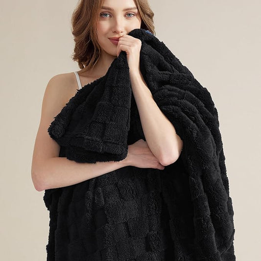 Bedsure Black Fleece Blanket for Couch - Super Soft Cozy Twin Blankets for Women, Cute Small Throws for Girls, 60x80 Inches