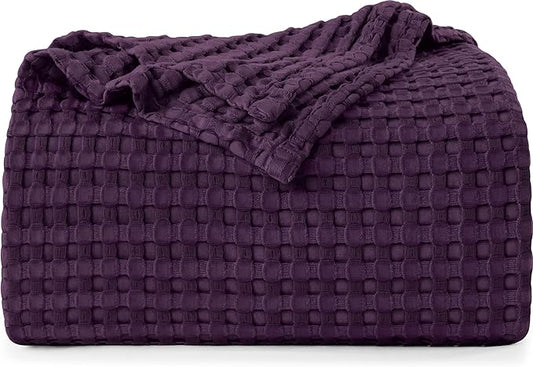 Utopia Bedding Plum 100% Cotton Waffle Blanket 300 GSM [King - 90x108 Inch] Soft Lightweight Breathable Bed Blanket for All Season