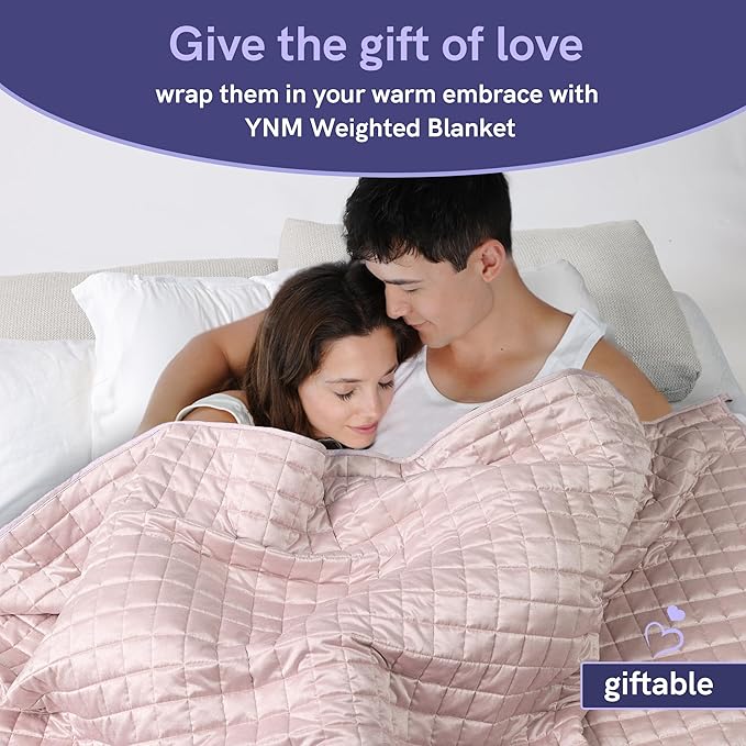 YnM Cooling Weighted Blanket for Adults, 20lbs Heavy Bed Throw Comforter with 100% PE Fabric, Ideal for Hot Sleepers or Summer Days(60x80 Inches for Queen/King Bed, 20 Pounds, Pink)