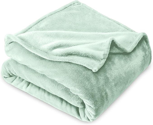 Bare Home Fleece Microplush Blanket - Lightweight Throw for Bed, Sofa, Couch, Movie Night, Camping, Gifts, and Travel - Ultra Soft Warm Blanket (Throw/Travel, Spring Mint)