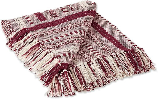 DII Braided Striped Decorative Throw Blanket, 50x60, Wine