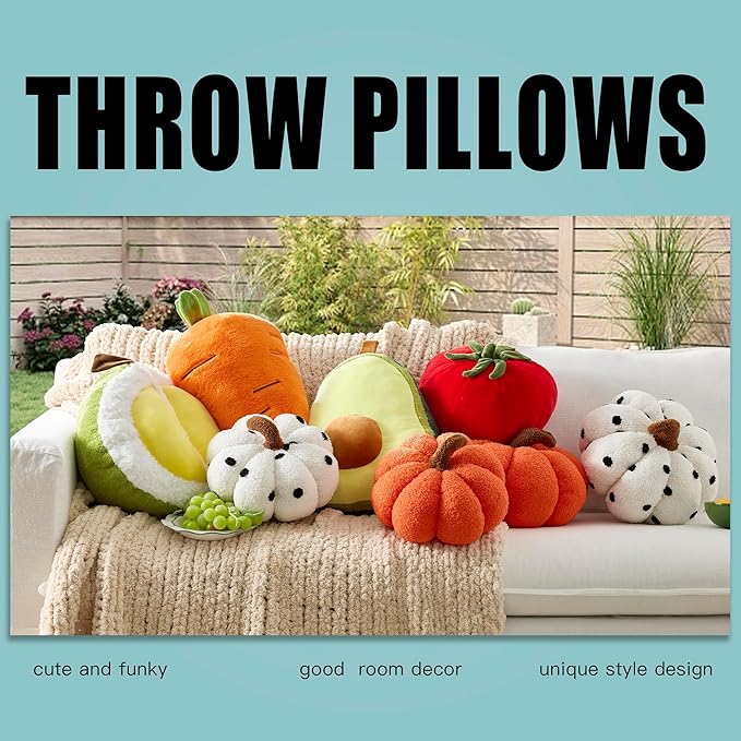 GIGIZAZA Throw Pillows Durian Cute Green Pillows Decorative Aesthetic Pillow for Bedroom Cushions Unique Fun Couch Throw Pillow 14 Inch Funky Fruit Pillows