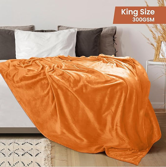 Utopia Bedding Fleece Blanket King Size Burnt Orange 300GSM Luxury Fuzzy Soft Anti-Static Microfiber Bed Blanket (90x102 Inch)
