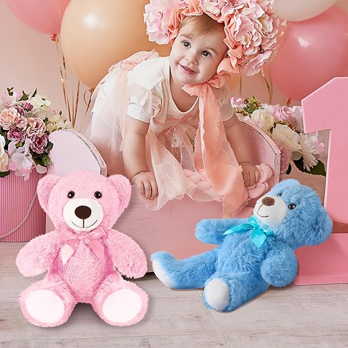 Civaner 4 Pack 14 Inches Bear Plush Stuffed Animals Cute Soft Bears Gifts Bulk for Girls Boys Girlfriend(Pink, Blue, White, Purple)