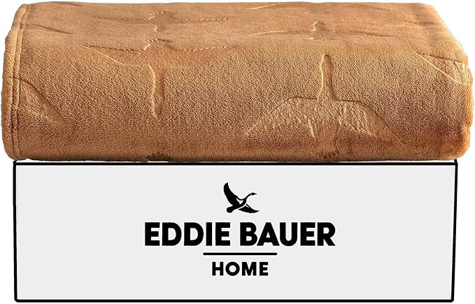 Eddie Bauer - Throw Blanket, Embossed Ultra Soft Plush Bedding, Home Decor for All Seasons, Oeko-Tex Certified (Geese Brown, 50" x 70")