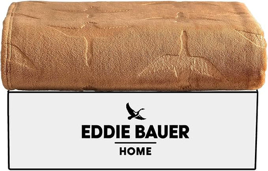 Eddie Bauer - Throw Blanket, Embossed Ultra Soft Plush Bedding, Home Decor for All Seasons, Oeko-Tex Certified (Geese Brown, 50" x 70")