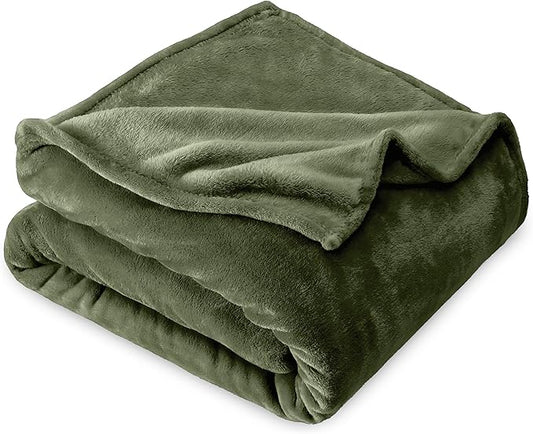 Bare Home Fleece Microplush Blanket - Lightweight Throw for Bed, Sofa, Couch, Movie Night, Camping, Gifts, and Travel - Ultra Soft Warm Blanket (Throw/Travel, Cypress)