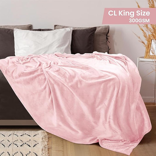 Utopia Bedding Fleece Blanket California King Size Pink 300GSM Luxury Fuzzy Soft Anti-Static Microfiber Bed Blanket (102x96 Inch)