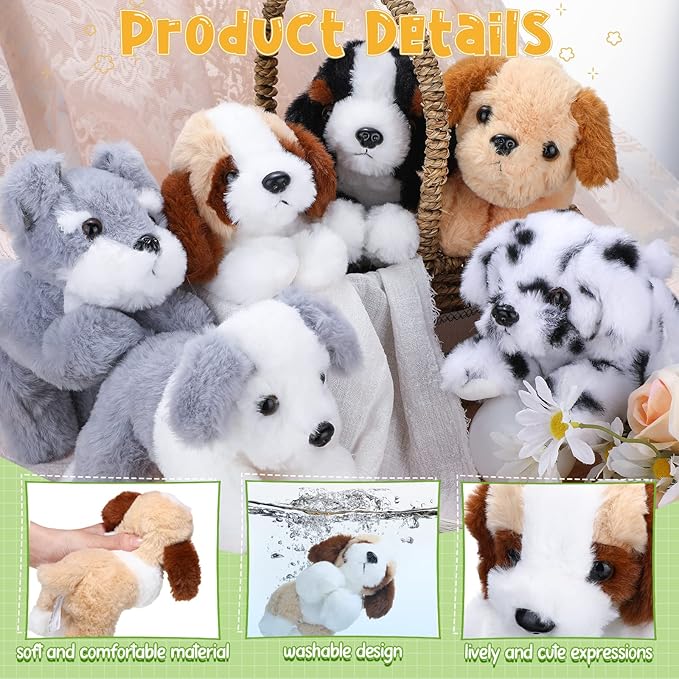 6 Pcs 8 Inch Stuffed Animal Plush Dog Puppy Soft Plush Pillow Toy Fluffy Puppy Set for Kids Girls Dog Theme Party Favor Birthday Baby Room Home Decor(Mixed Style,Mixed Color)