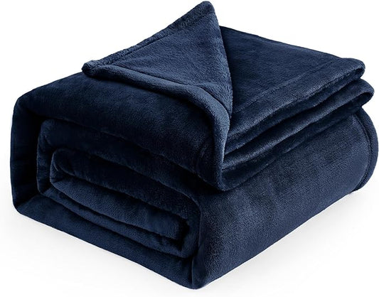 Bedsure Fleece Bed Blankets Full Size Navy - Soft Lightweight Plush Fuzzy Cozy Luxury Blanket Microfiber, 84x90 inches