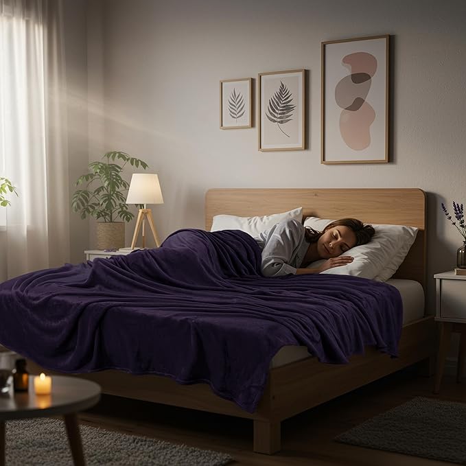 Utopia Bedding Fleece Blanket King Size Purple 300GSM Luxury Anti-Static Fuzzy Soft Microfiber Bed Blanket (90x102 Inch)