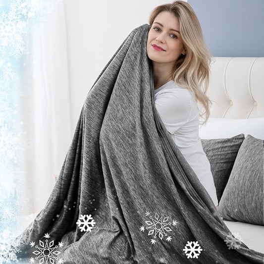CHOSHOME Cooling Blanket for Hot Sleepers Lightweight Summer Cold Thin Blankets for Sleeping, Hot Flashes Night Sweats, Soft Blanket for Bed,Throw Size, Black