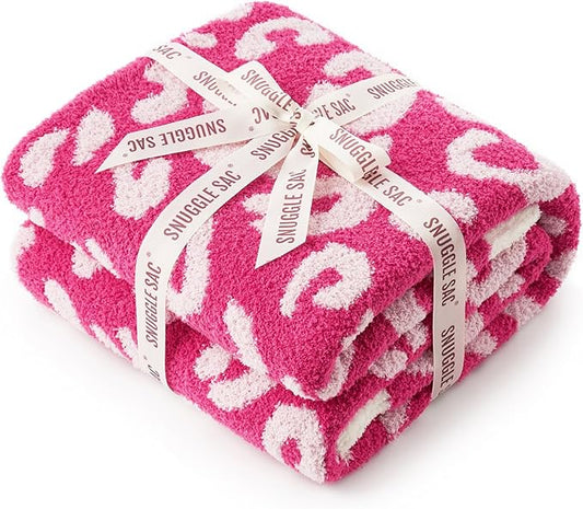 Snuggle Sac Ultra Soft, Warm Plush Blanket - Reversible Cheetah/Pink Leopard Throw, 50x60 inches