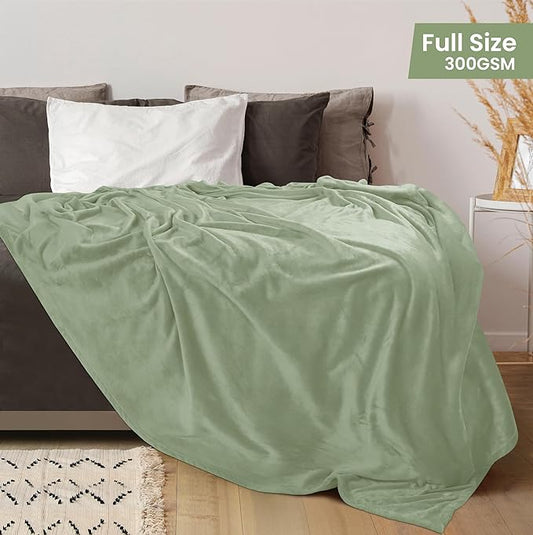 Utopia Bedding Fleece Blanket Full Size Sage Green 300GSM Luxury Fuzzy Soft Anti-Static Microfiber Bed Blanket (90x84 Inch)