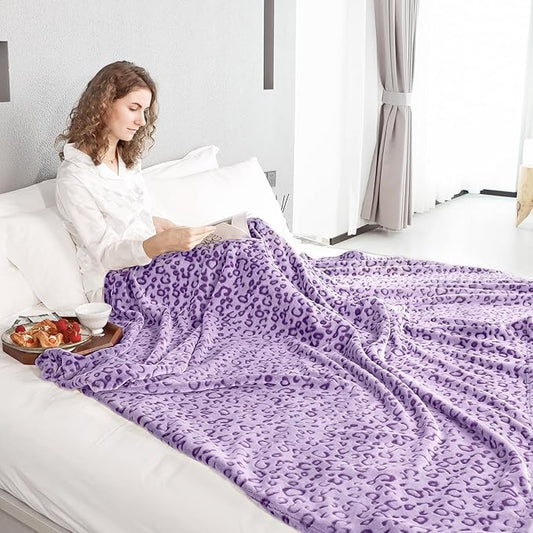 ZHIKU Warm Blanket Purple Soft Fleece Blanket Throw Lightweight Queen Size Throw Blanket for Bed