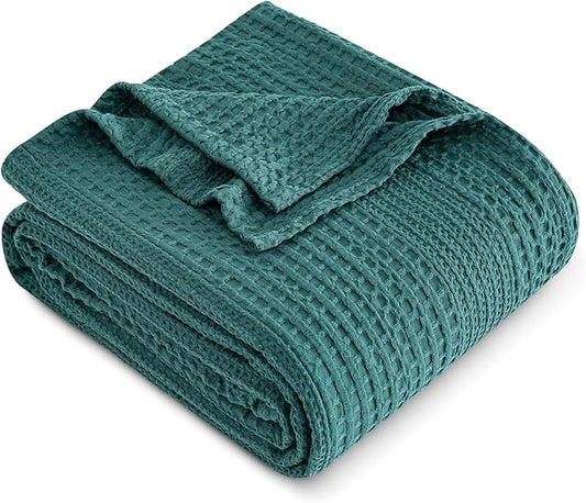 PHF Lightweight Waffle Weave Blanket Queen Size, Breathable & Ultra Soft, 90"x 90" Soft & Cozy Thin Blanket, Perfect for Summer & Hot Sleepers, Bed, Home Decor - Mediterranea