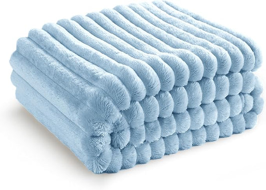 Bedsure Blue Fleece Blanket for Couch - GentleSoft Cozy Soft Blankets for Women, Cute Small Throws for Girls, Light Blue, 50x70 Inches